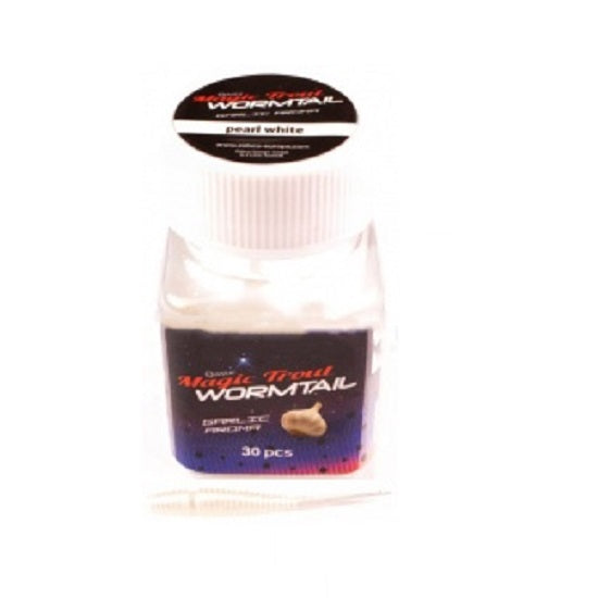 Viermi Quantum Magic Trout Wormtail 45mm Garlic Aroma Pearl White 30 pcs