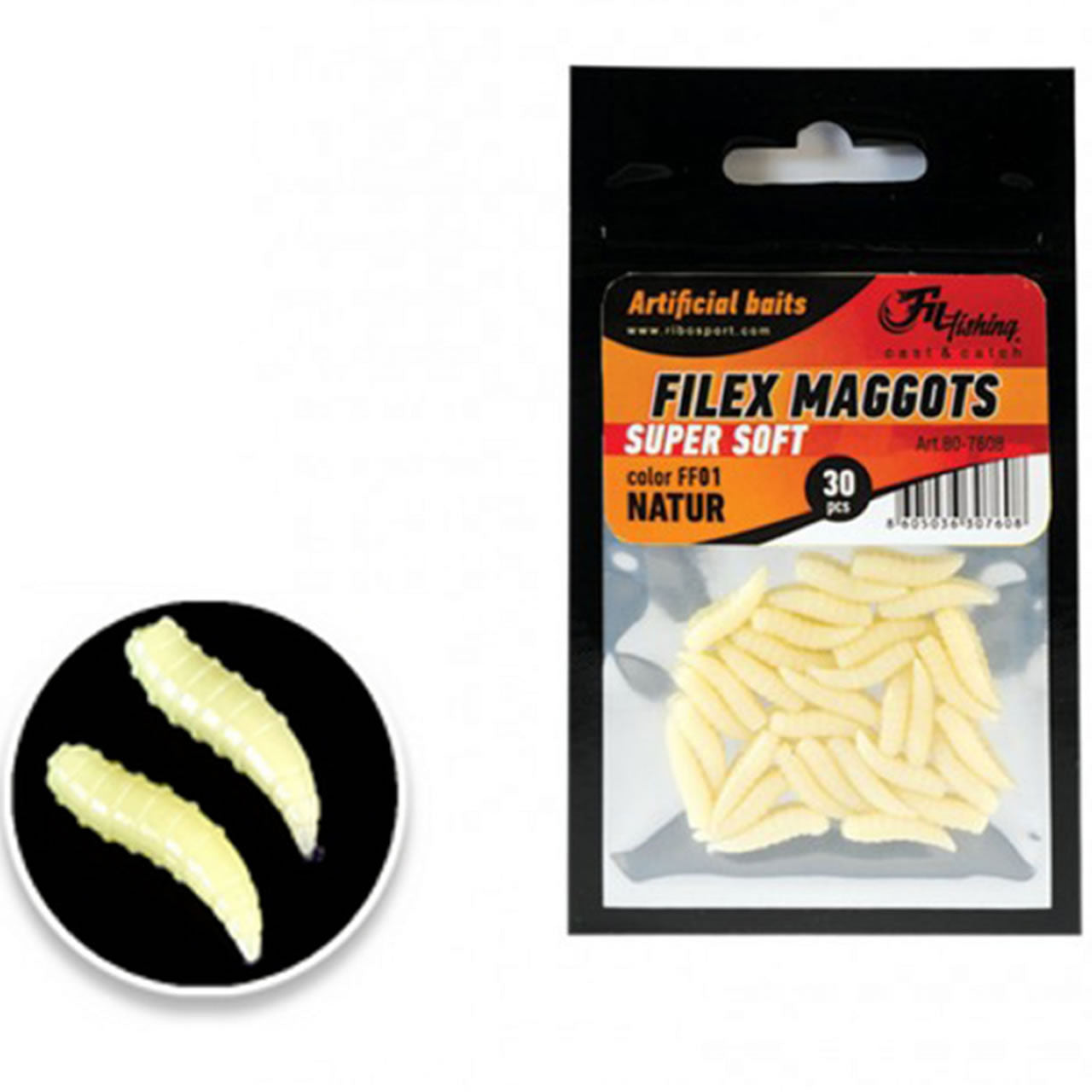 Viermusi Artificiali Filfishing Filex Super Soft FF01 Natur, 15mm, 30buc/pac