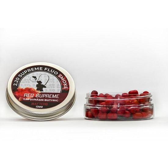 Wafter 220Baits Supreme Fluo 10 mm visiniu Capsuni &amp; N-Butyric
