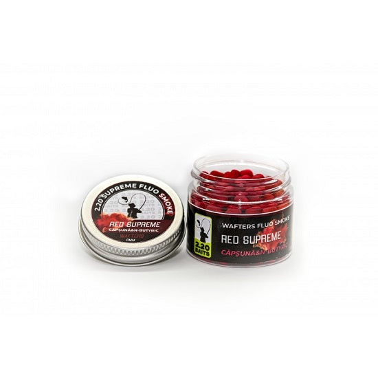 Wafter 220Baits Supreme Fluo 6 mm visiniu Capsuni &amp; N-Butyric
