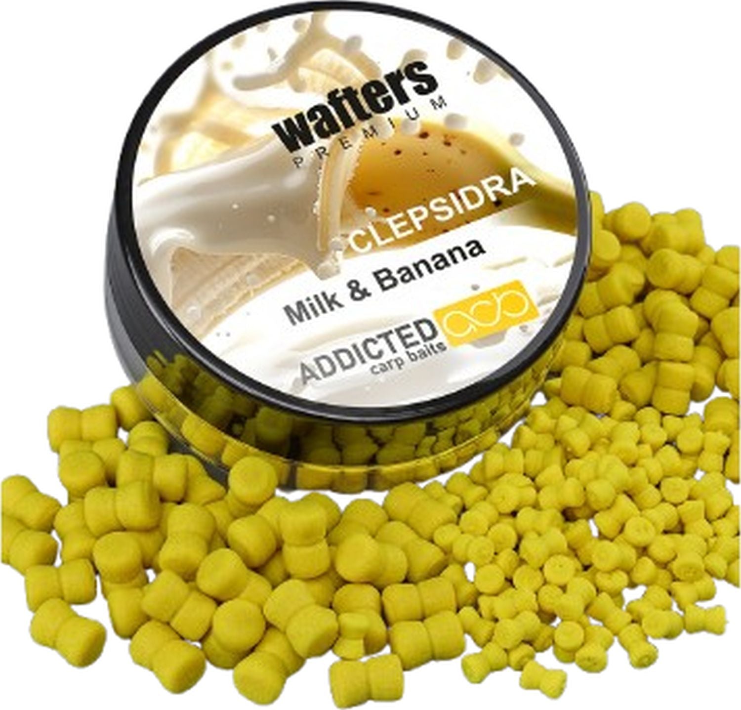 Wafters ADDICTED CARP BAITS Clepsidra Premium, Milk Banana, 8mm, 40ml