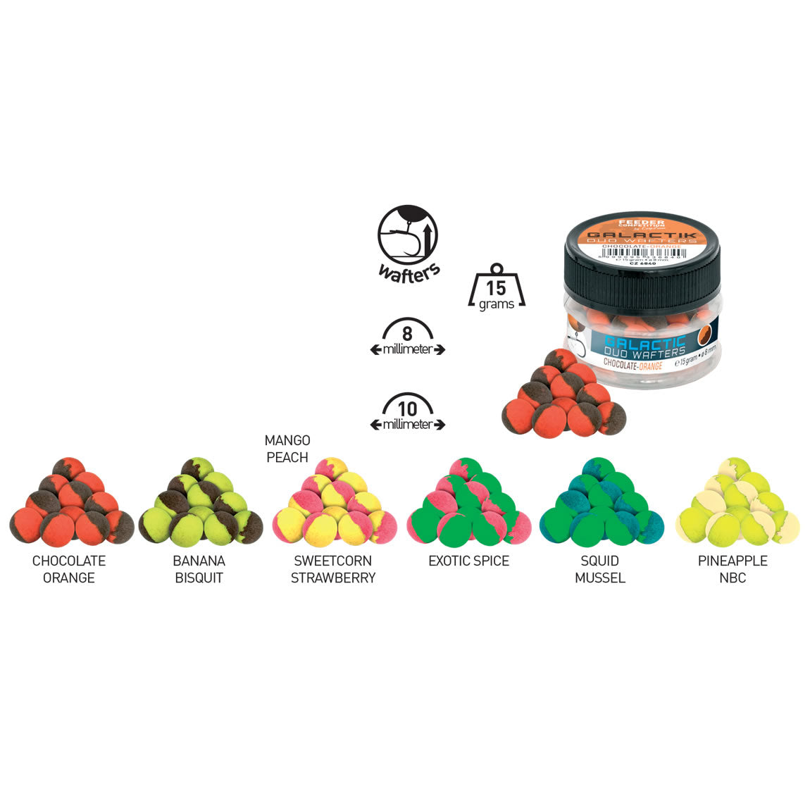 Wafters CARP ZOOM Galactik Duo, Mango Peach, 8mm, 15g