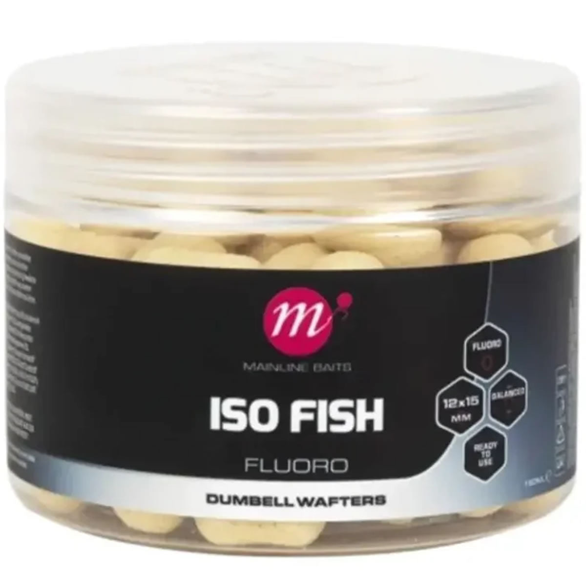 Wafters Dumbell MAINLINE Fluoro White, ISO Fish, 12x15mm