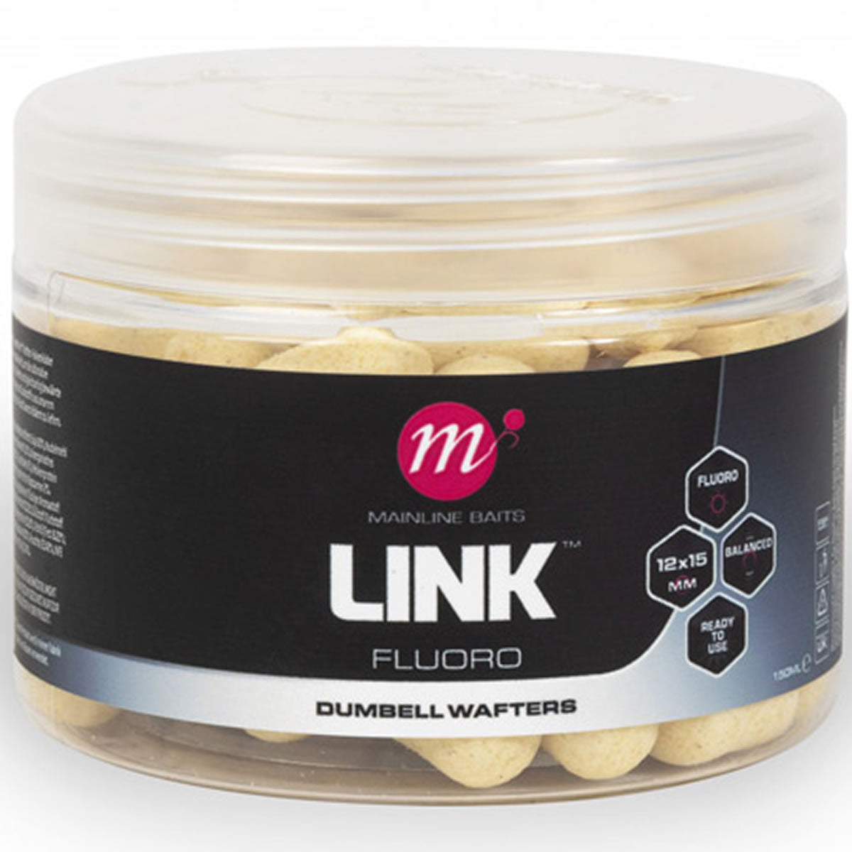 Wafters Dumbell MAINLINE Fluoro White, Link, 12x15mm