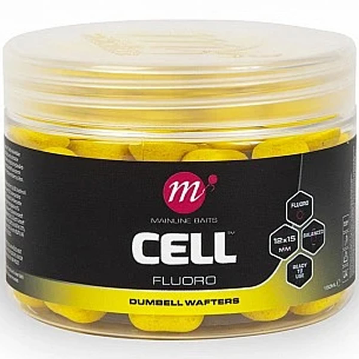 Wafters Dumbell MAINLINE Fluoro Yellow, Cell, 12x15mm