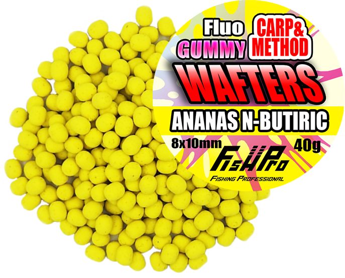Wafters FISH PRO Carp&amp;Method Gummy Fluo, Ananas N-Butyric, 8x10cm, 40g