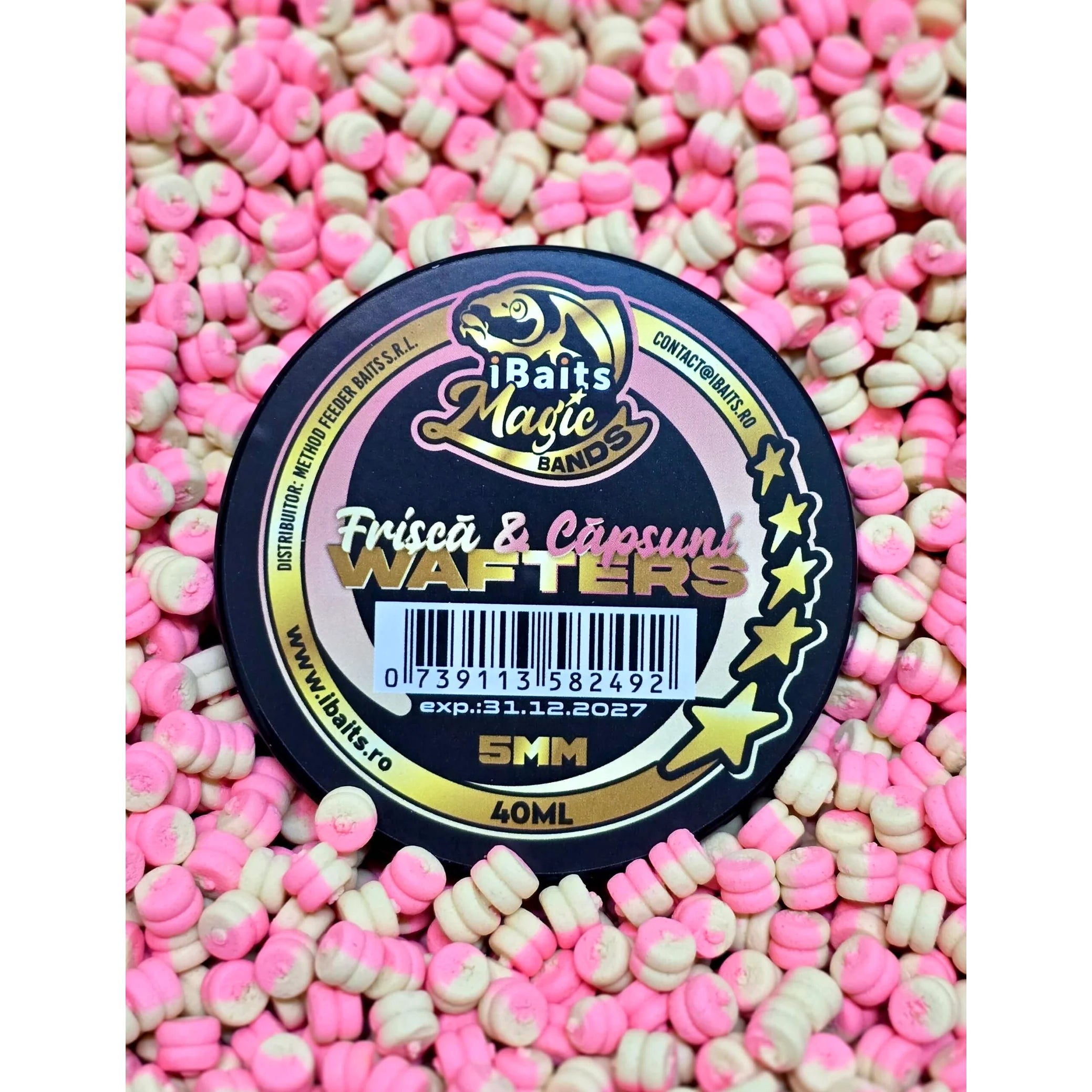 Wafters IBAITS Magic Bands Wafters, Frisca si Capsuni, 5mm, 40ml