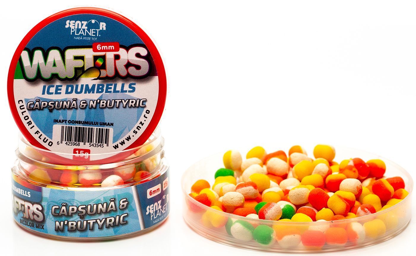 Wafters Ice Dumbells Senzor Bicolor, Capsuna &amp; N'Butyric, 6mm, 15g
