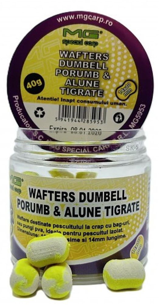 Wafters MG Dumbell, Porumb Alune Tigrate, 10mm, 40g