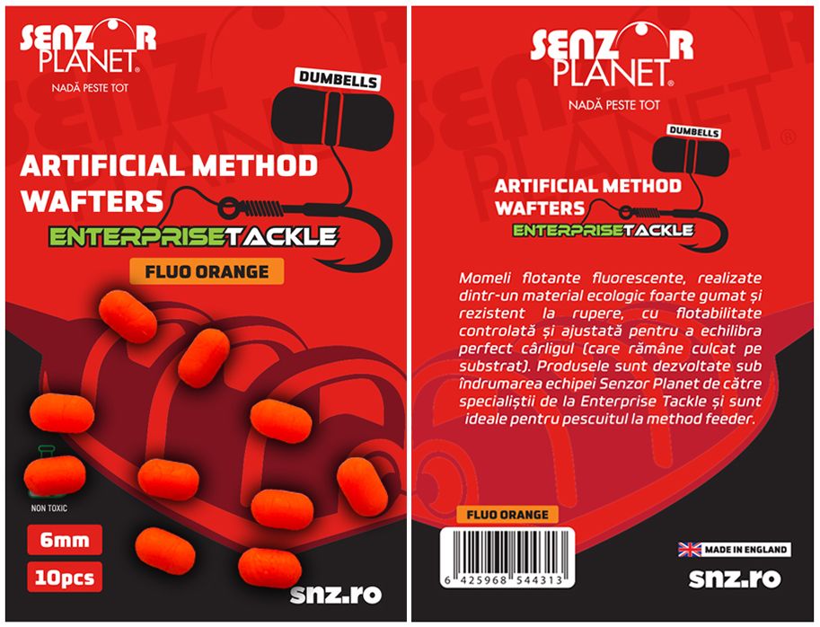 Wafters Senzor Method Enterprise Tackle Dumbells, Fluo Orange, 6mm, 10buc/pac