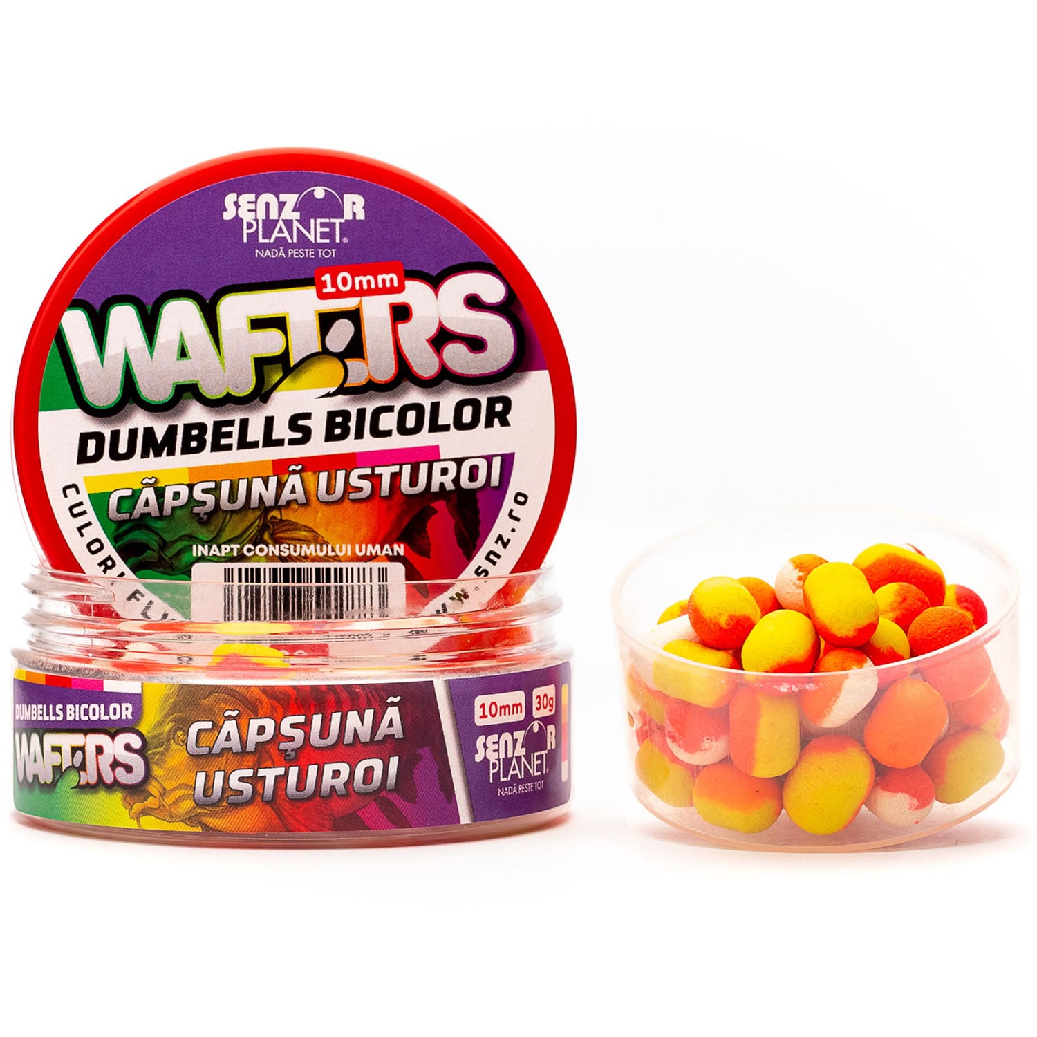 Wafters Senzor Planet Dumbells Bicolor, Capsuna &amp; Usturoi, 10mm, 30g