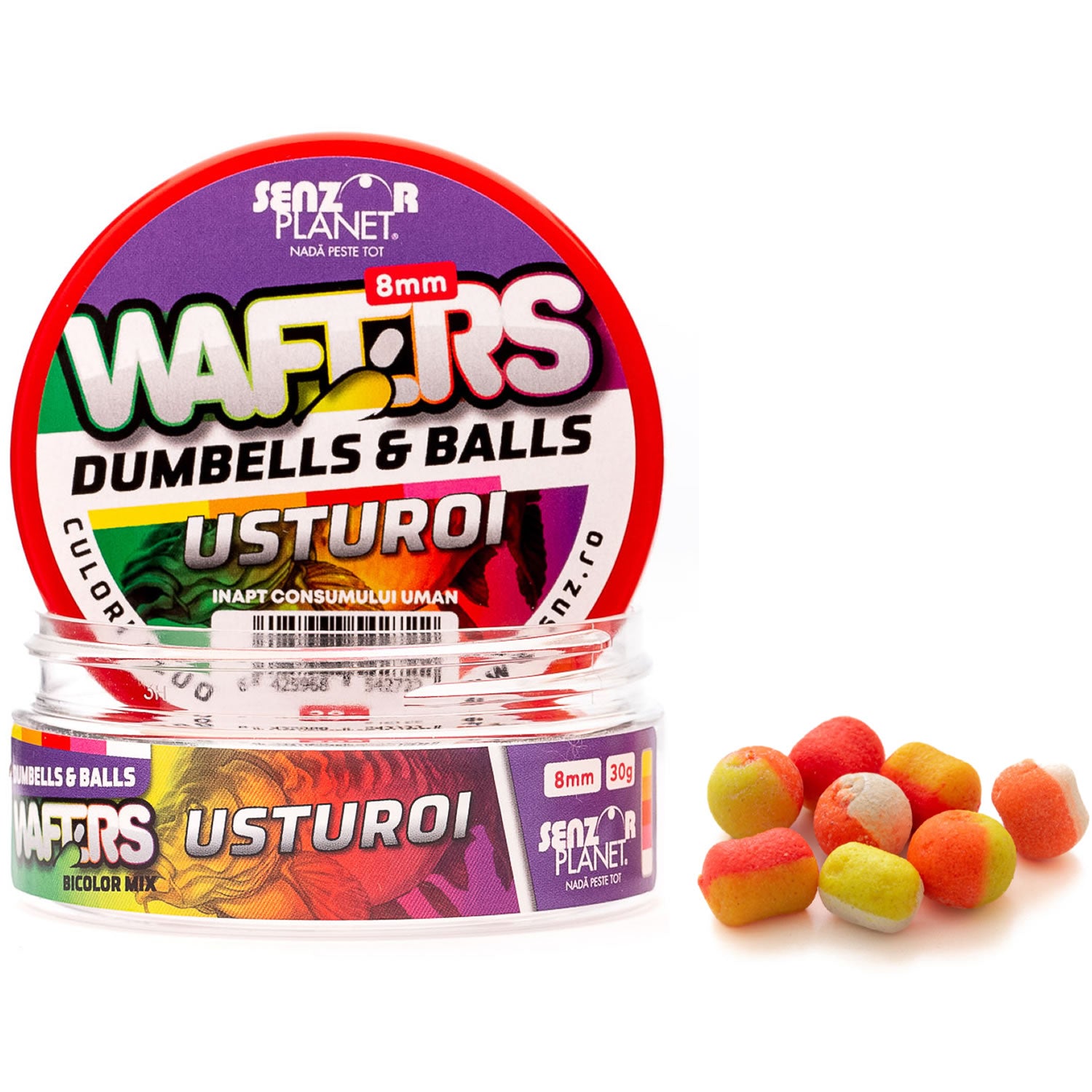 Wafters Senzor Planet Dumbells &amp; Balls Bicolor, Usturoi, 8mm, 30g