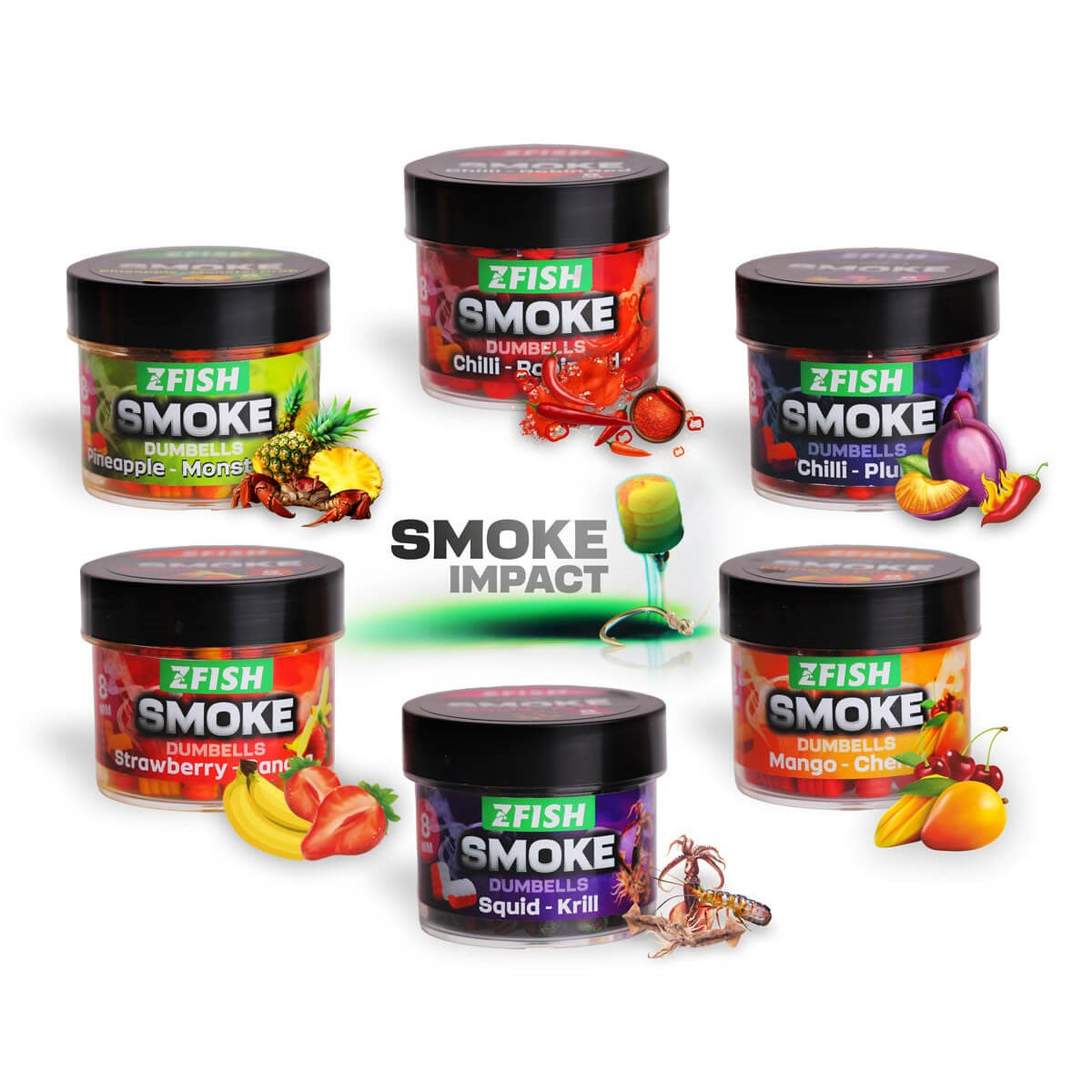 Wafters  ZFISH Smoke Pop up Dumbells 8 mm, Chilli-Plum, 20g