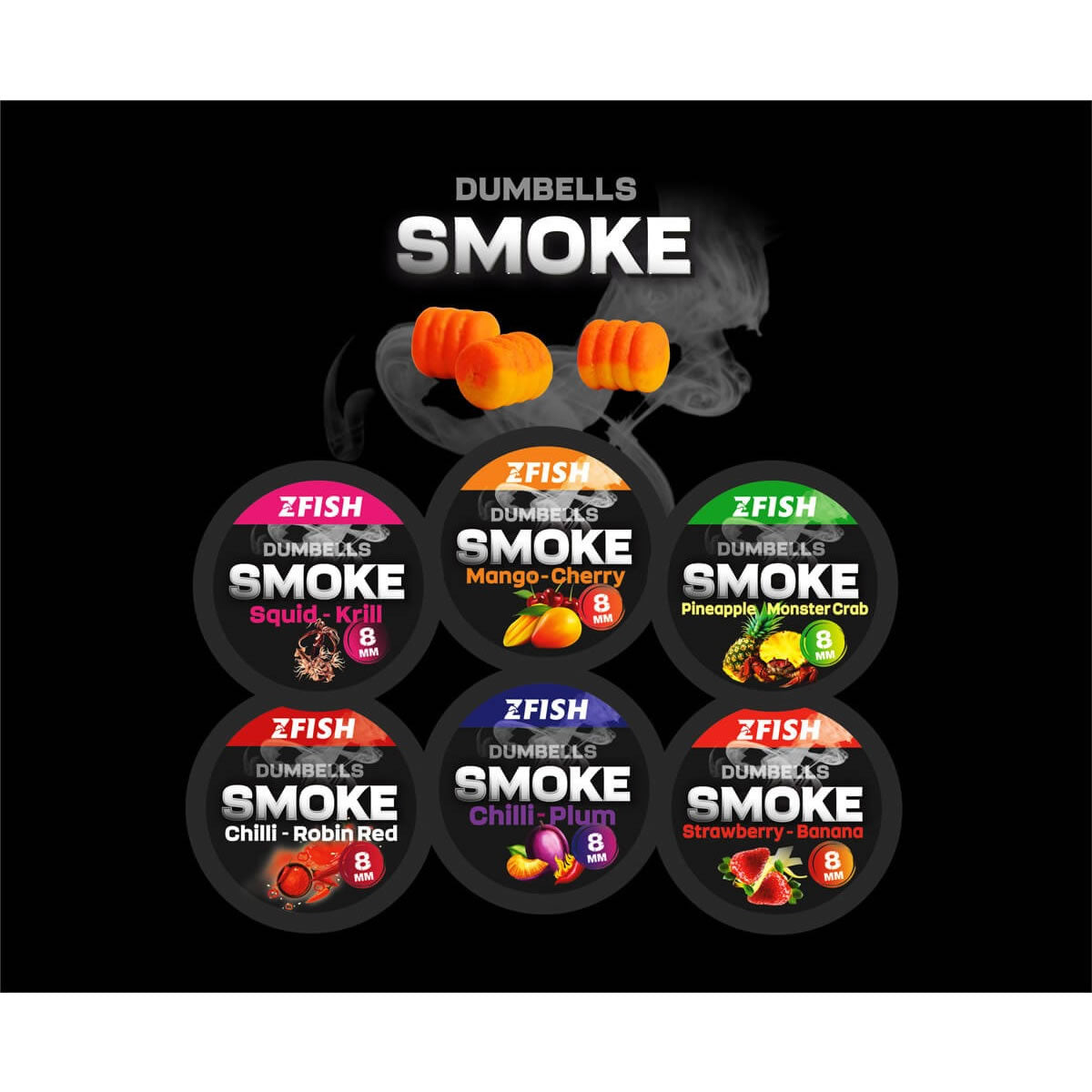 Wafters  ZFISH Smoke Pop up Dumbells 8 mm, Mango-Cherry, 20g